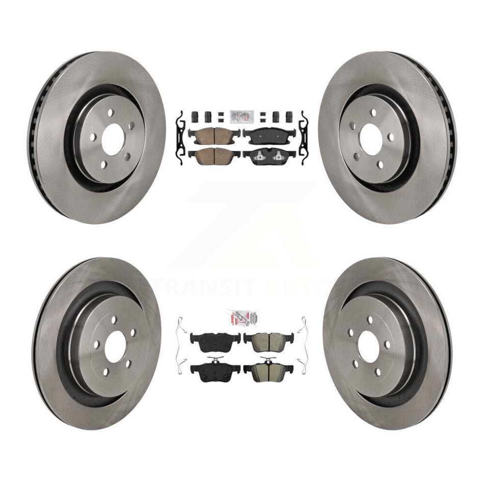 Front Ceramic Rear Semi-Metallic Pad Disc Brake Rotor Kit For 2019 Ford Edge ST with 2.7L K8A-107745