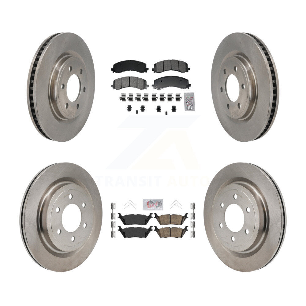 Front Semi-Metallic Rear Ceramic Pads And Disc Brake Rotors Kit For Ford F-150 Lightning K8A-107835