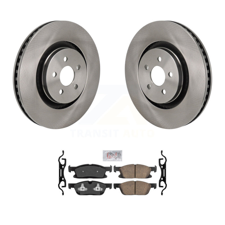 Front Brake Rotors Ceramic Pad Kit For 2019-2024 Ford Edge 2.7L With Red Painted Calipers K8A-107870