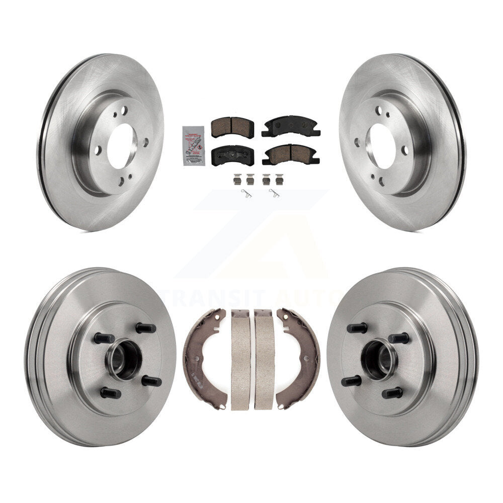 Front Rear Brake Rotor Ceramic Pad Drum Kit For Mitsubishi Mirage G4 With 1 Mounting Hole K8A-107946