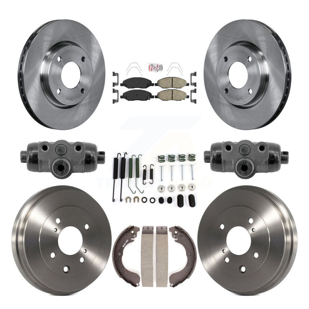 Front Rear Disc Brake Rotors Ceramic Pad Drum Kit (9Pc) For 2008 Nissan Versa 4-Wheel ABS K8A-107948