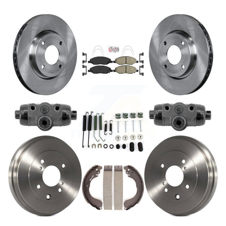Front Rear Disc Brake Rotors Ceramic Pad Drum Kit (9Pc) For 2008 Nissan Versa 4-Wheel ABS K8A-107948