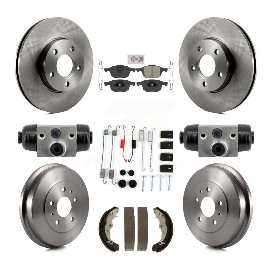 Front Rear Disc Brake Rotor Semi-Metallic Pad And Drum Kit (9Pc) For Ford Focus FMSI=1004 K8A-107980