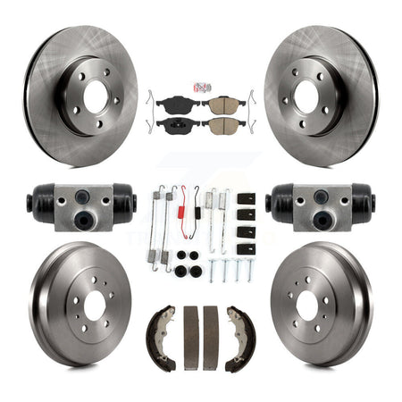 Front Rear Disc Brake Rotors Ceramic Pads And Drum Kit (9Pc) For Ford Focus FMSI=1004 K8A-107981