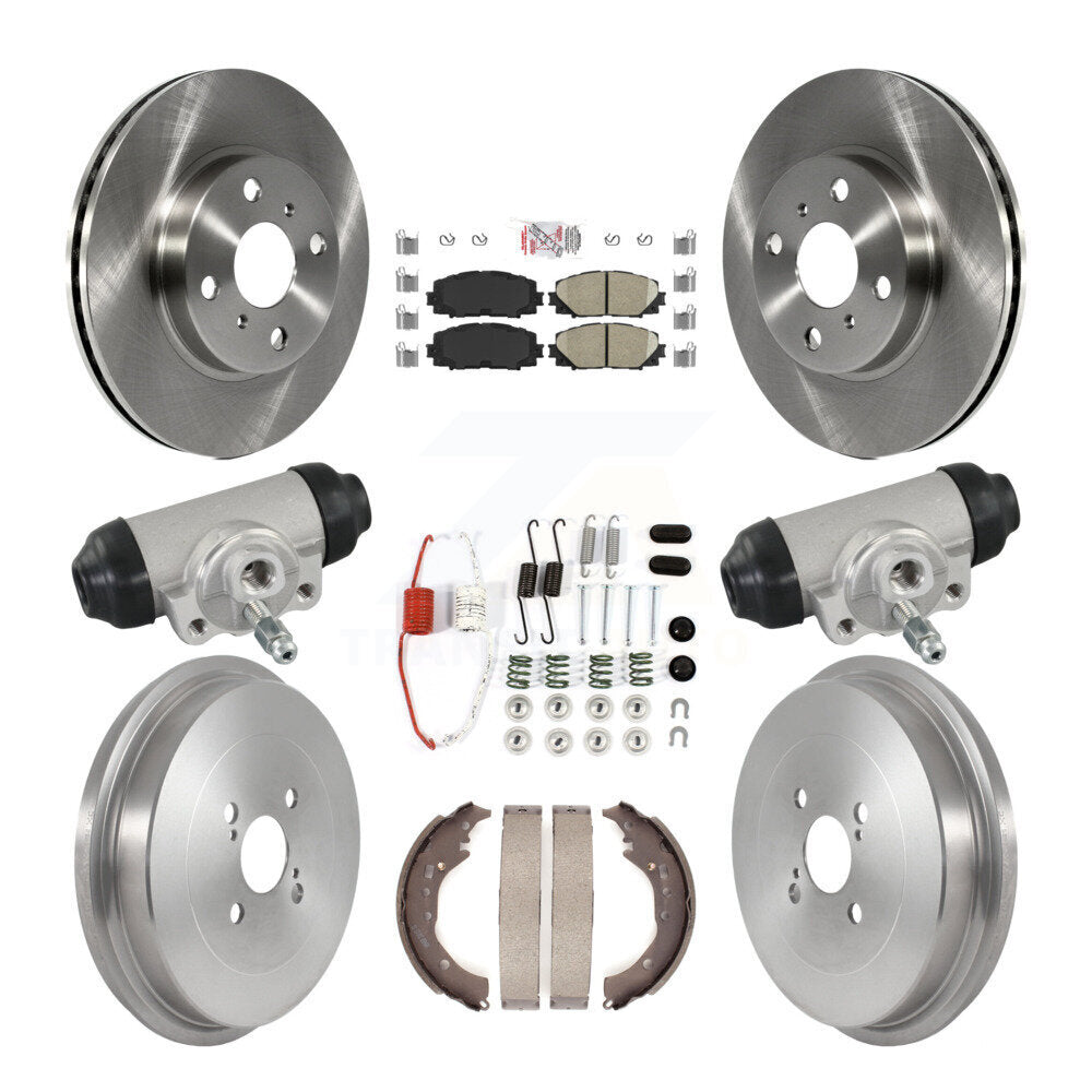 Front Rear Disc Brake Rotors Ceramic Pads And Drum Kit (9Pc) For Toyota Prius C Scion iQ K8A-107985