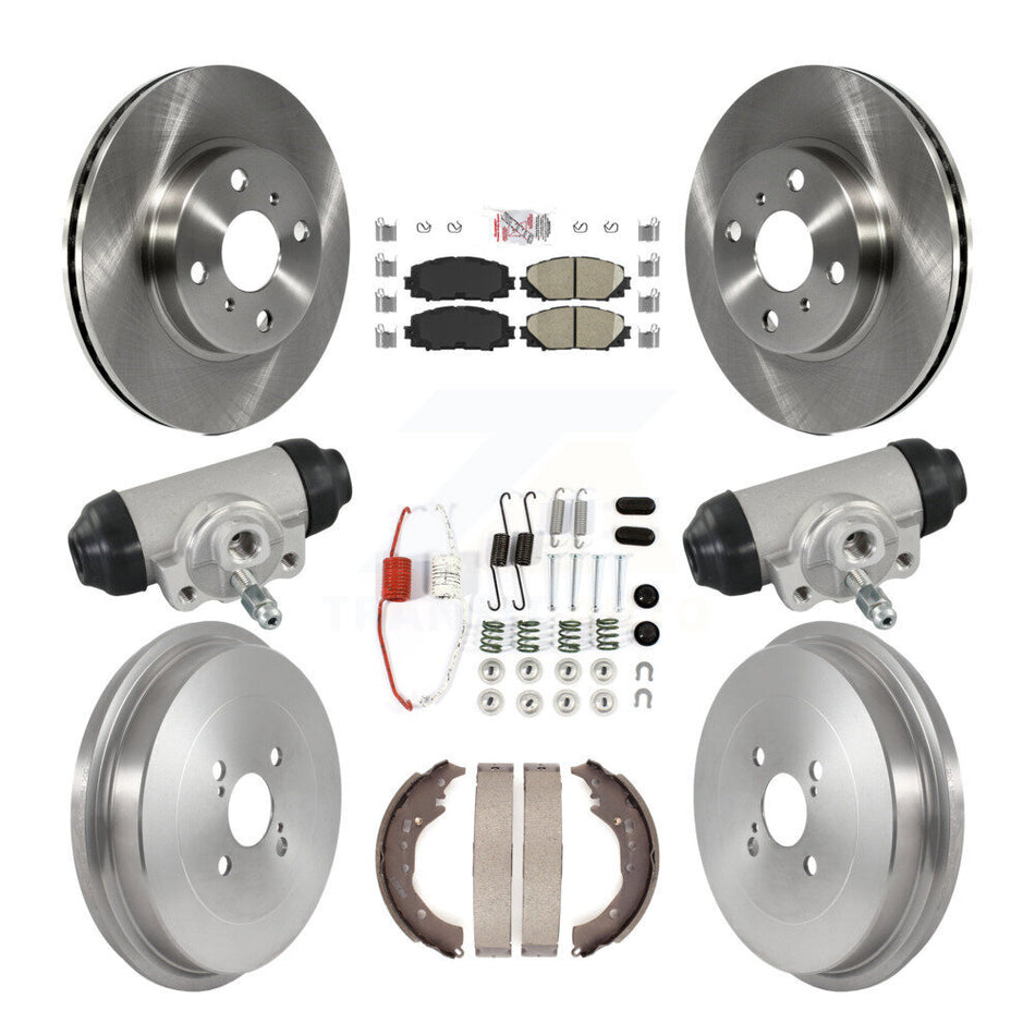 Front Rear Disc Brake Rotors Ceramic Pads And Drum Kit (9Pc) For Toyota Prius C Scion iQ K8A-107985