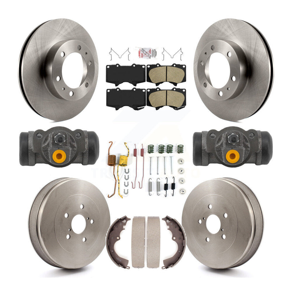 Front Rear Brake Rotor Ceramic Pad Drum Kit (9Pc) For Toyota Tacoma RWD With 6 Lug Wheels K8A-107992