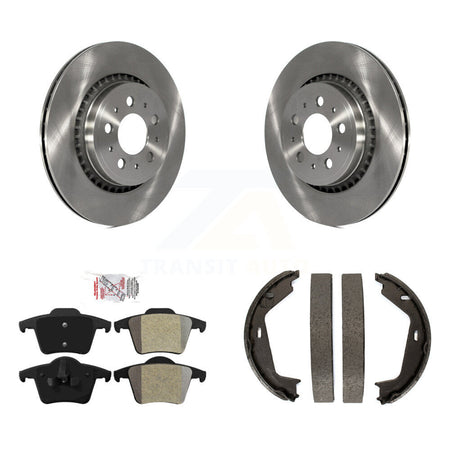 Rear Disc Rotors Semi-Metallic Pads And Parking Brake Shoes Kit For 2003-2007 Volvo XC90 K8A-108013