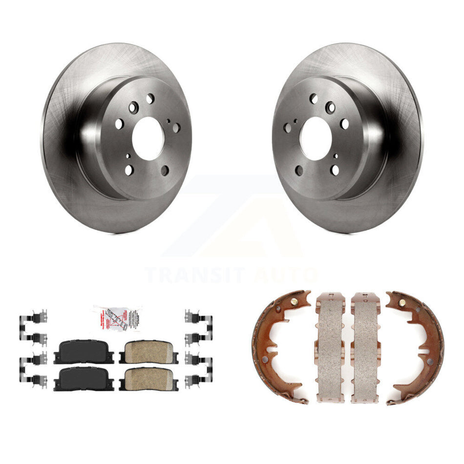 Rear Disc Rotors Ceramic Pads Parking Brake Shoes Kit For 2001-2003 Toyota Highlander FWD K8A-108017