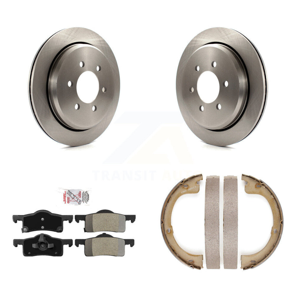 Rear Disc Rotors Semi-Metallic Pads & Parking Brake Shoes Kit For Ford Expedition Lincoln K8A-108018