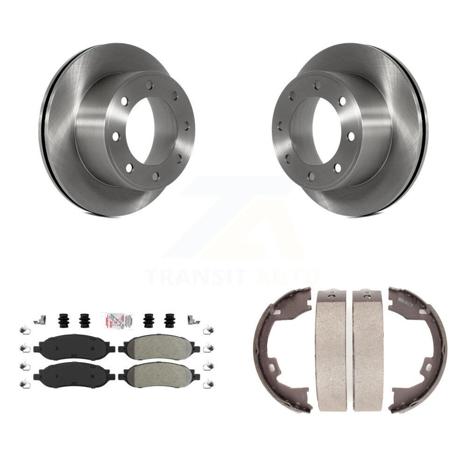 Rear Disc Rotors Semi-Metallic Pads And Parking Shoes Kit For Ford F-350 Super Duty F-250 K8A-108024