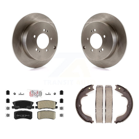 Rear Disc Rotors Ceramic Pads And Parking Brake Shoes Kit For Mitsubishi Lancer Outlander K8A-108031