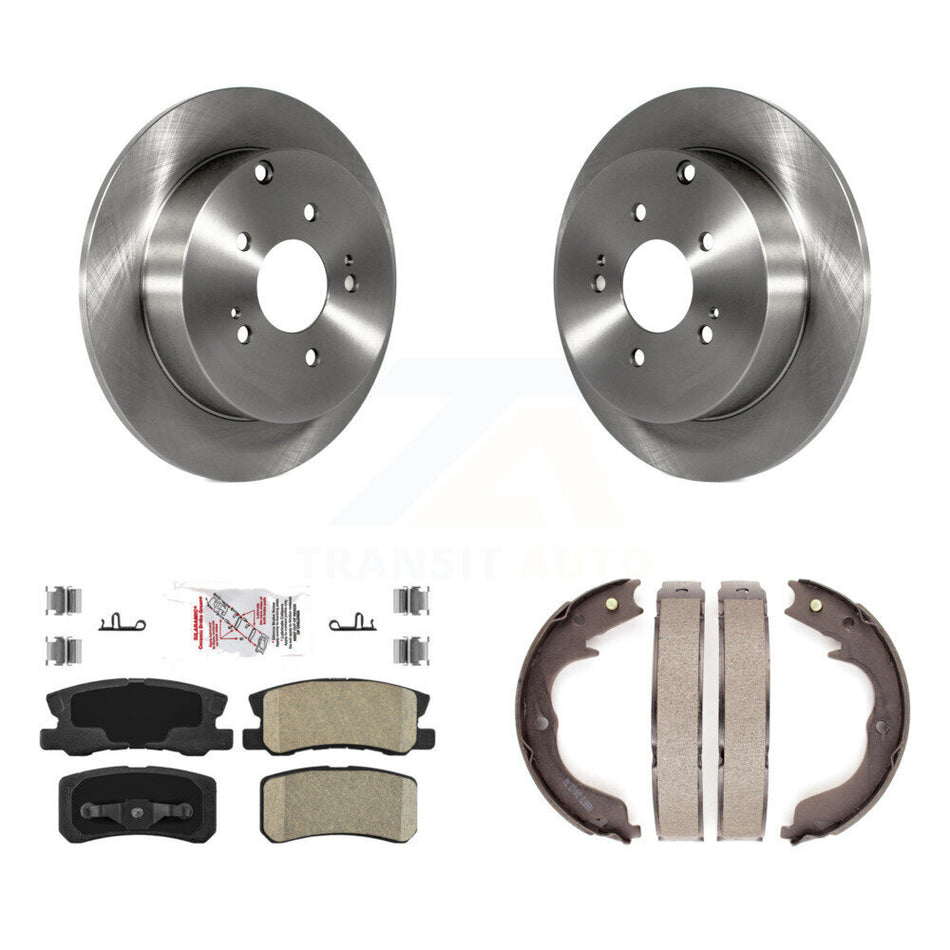 Rear Disc Rotors Ceramic Pads And Parking Brake Shoes Kit For Mitsubishi Endeavor K8A-108038