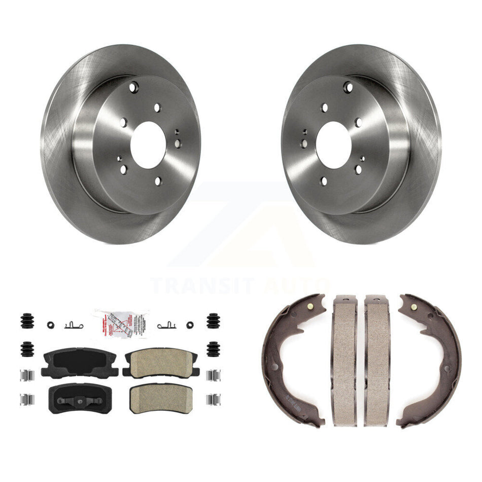 Rear Disc Rotors Ceramic Pads And Parking Brake Shoes Kit For Mitsubishi Endeavor K8A-108039