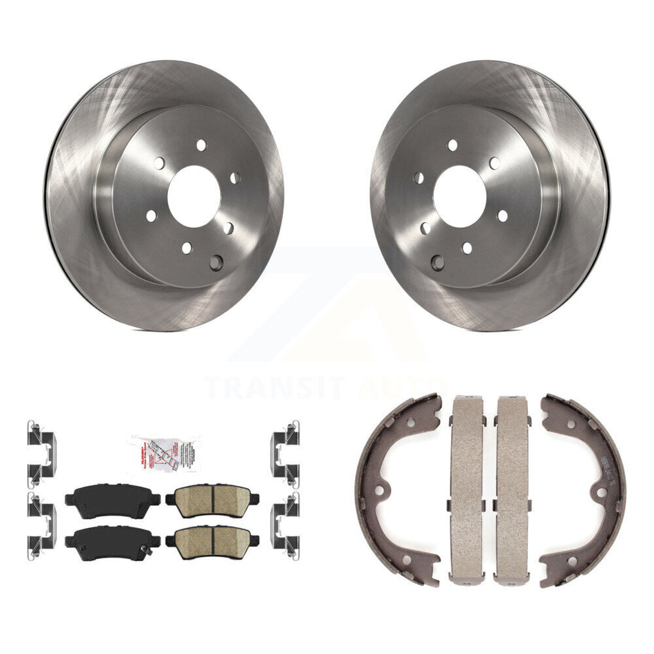 Rear Disc Rotors Ceramic Pads And Parking Brake Shoes Kit For 2005-2012 Nissan Pathfinder K8A-108044