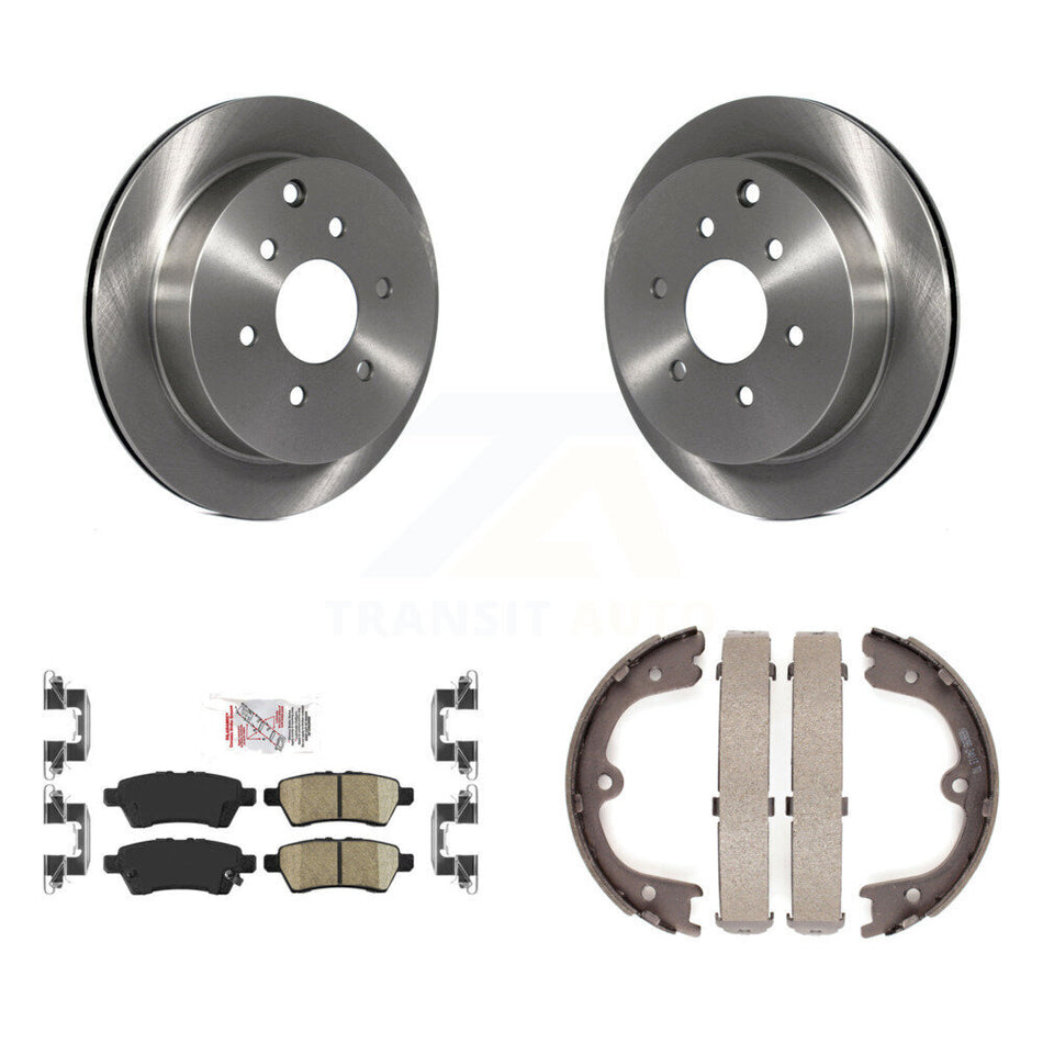 Rear Disc Rotors Ceramic Pads And Parking Brake Shoes Kit For 2006-2007 Nissan Xterra K8A-108045
