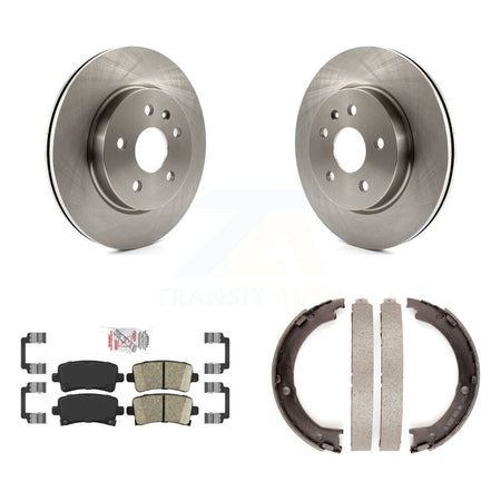 Rear Disc Rotors Ceramic Pads And Parking Brake Shoes Kit For Cadillac XTS K8A-108046