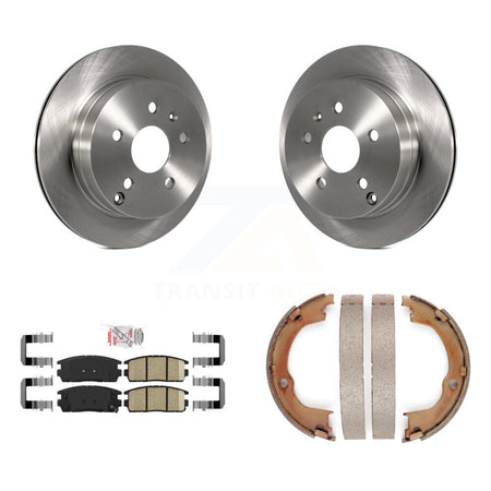 Rear Disc Rotors Ceramic Pads & Parking Brake Shoes Kit For Chevrolet Equinox GMC Terrain K8A-108053