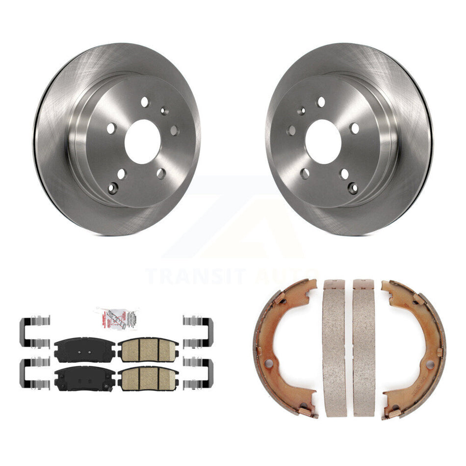 Rear Disc Rotors Ceramic Pads & Parking Brake Shoes Kit For Chevrolet Equinox GMC Terrain K8A-108053