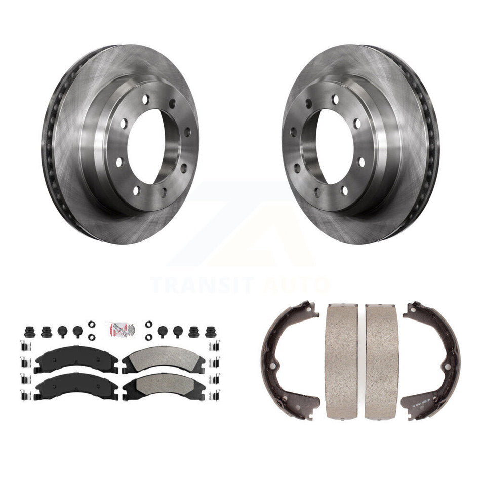 Rear Disc Rotors Semi-Metallic Pads And Parking Shoes Kit For Ford E-350 Super Duty E-250 K8A-108054