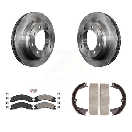 Rear Disc Rotors Semi-Metallic Pads And Parking Shoes Kit For Ford E-350 Super Duty E-250 K8A-108055