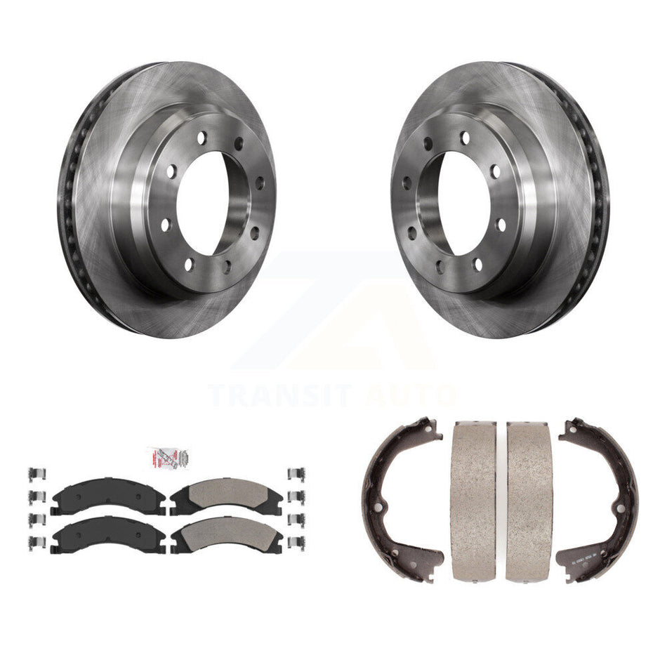 Rear Disc Rotors Semi-Metallic Pads And Parking Shoes Kit For Ford E-350 Super Duty E-250 K8A-108055