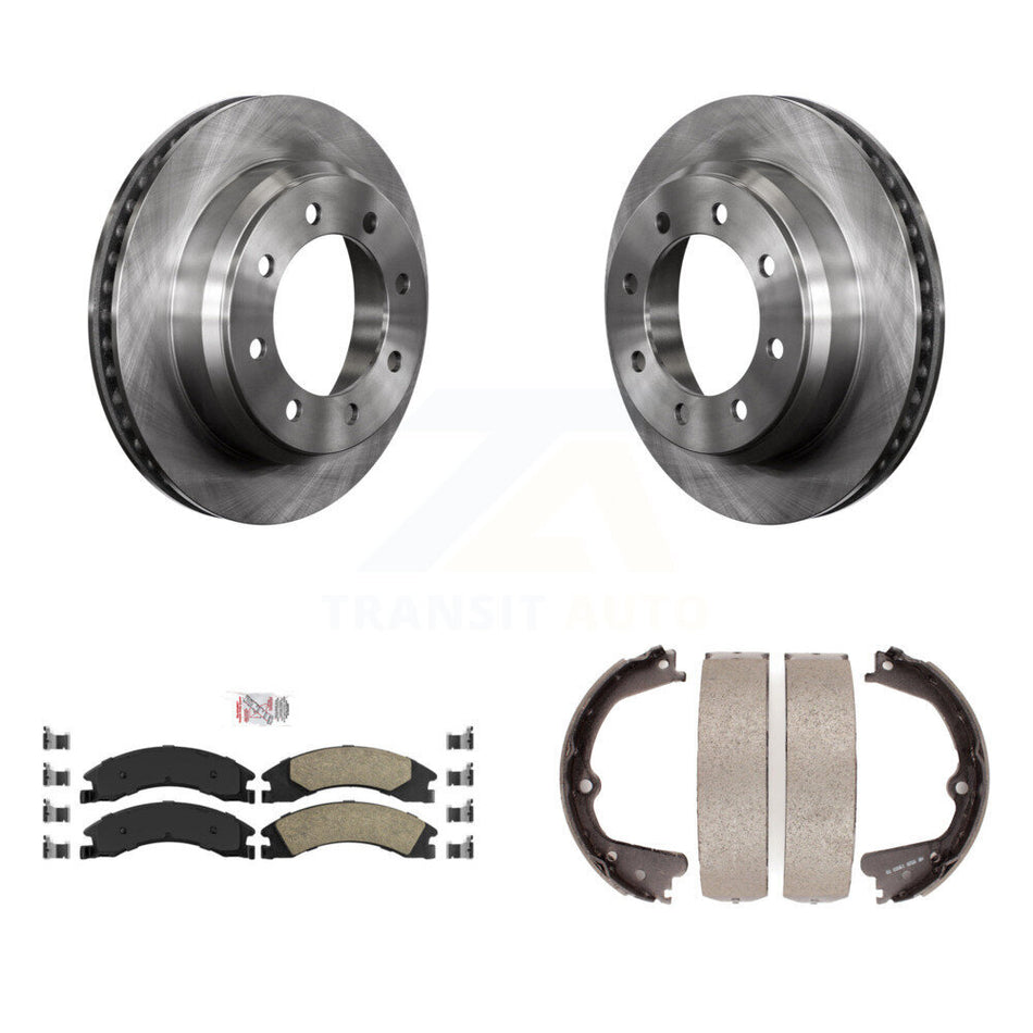 Rear Disc Rotors Ceramic Pads And Parking Shoes Kit For Ford E-350 Super Duty E-250 E-150 K8A-108056