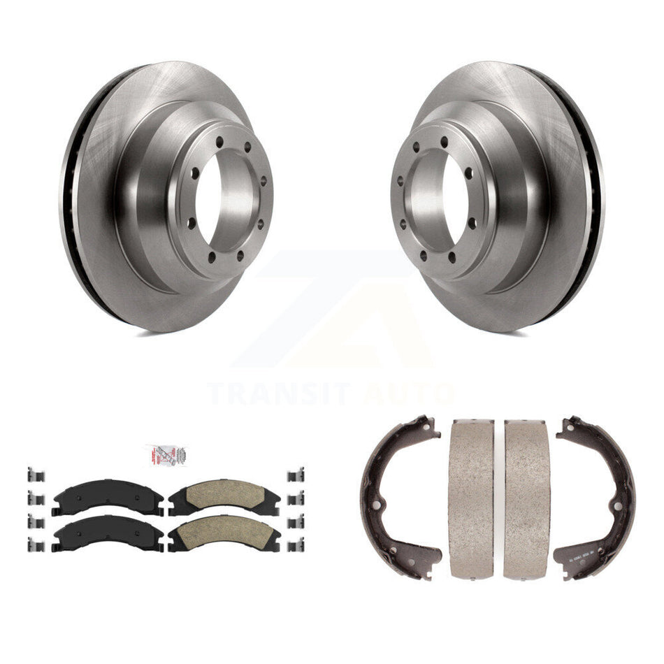 Rear Disc Rotors Ceramic Pads And Parking Brake Shoes Kit For Ford E-350 Super Duty K8A-108059