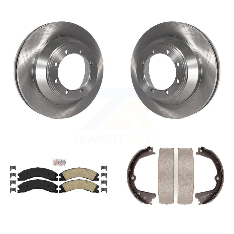 Rear Disc Rotors Ceramic Pads And Parking Brake Shoes Kit For Ford E-450 Super Duty K8A-108061