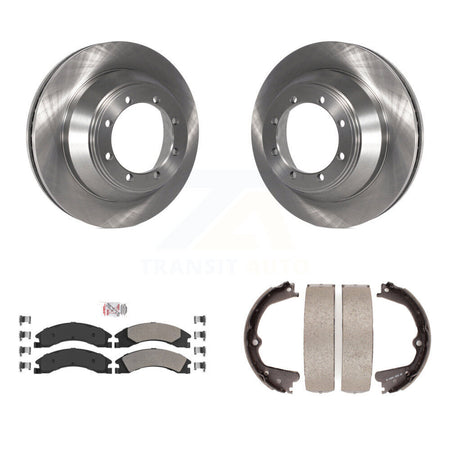 Rear Disc Rotors Semi-Metallic Pads And Parking Brake Shoes Kit For Ford E-450 Super Duty K8A-108063