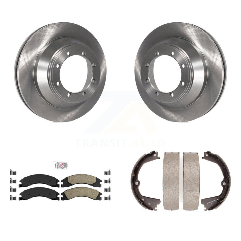Rear Disc Rotors Ceramic Pads & Parking Shoes Kit For Ford E-450 Super Duty DIESEL engine K8A-108064