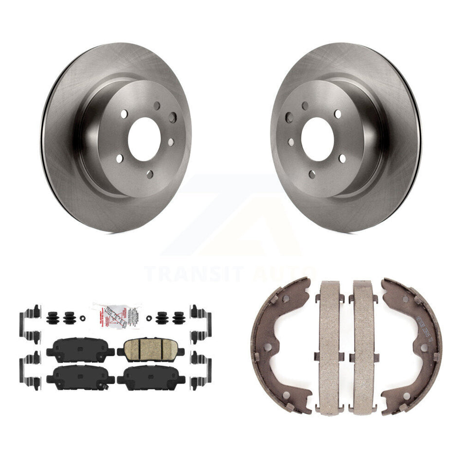 Rear Disc Rotors Ceramic Pads Parking Shoes Kit For INFINITI Nissan Maxima G37 QX50 EX35 K8A-108070