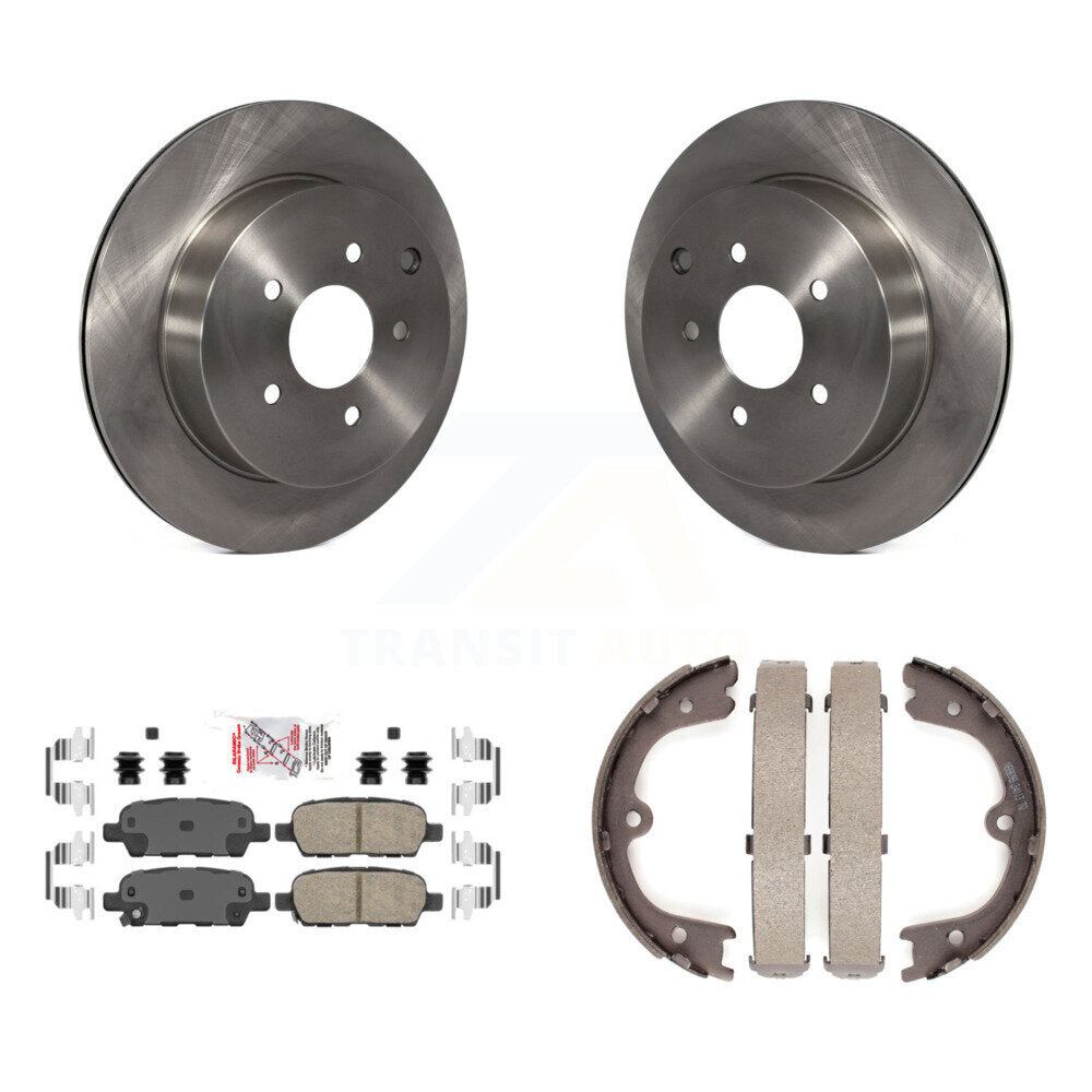 Rear Disc Rotors Ceramic Pads And Parking Brake Shoes Kit For 2009-2012 INFINITI FX35 K8A-108072