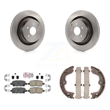 Rear Disc Rotors Ceramic Pads Parking Shoes Kit For INFINITI Q60 With Dual Piston Caliper K8A-108074