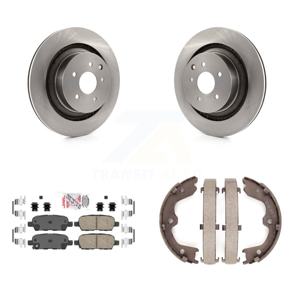 Rear Disc Rotors Ceramic Pads Parking Shoes Kit For INFINITI Q60 With Dual Piston Caliper K8A-108074