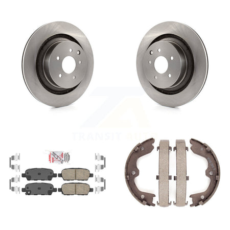 Rear Disc Rotors Ceramic Pads Parking Shoes Kit For INFINITI Q60 With Dual Piston Caliper K8A-108077