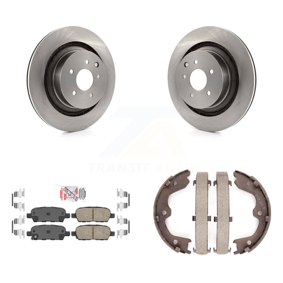 Rear Disc Rotors Ceramic Pads Parking Shoes Kit For INFINITI Q60 With Dual Piston Caliper K8A-108077