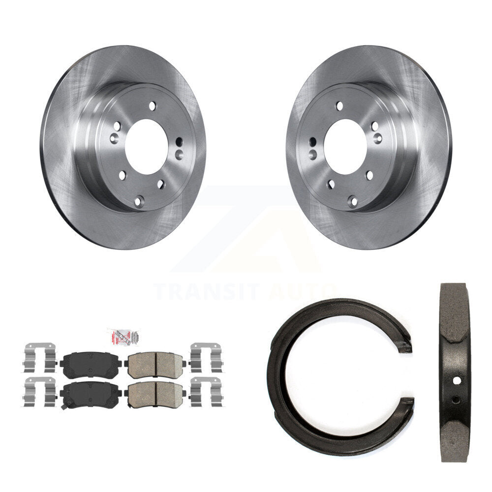 Rear Disc Rotors Ceramic Pads And Parking Shoes Kit For Hyundai Tucson Sonata Kia Cadenza K8A-108084