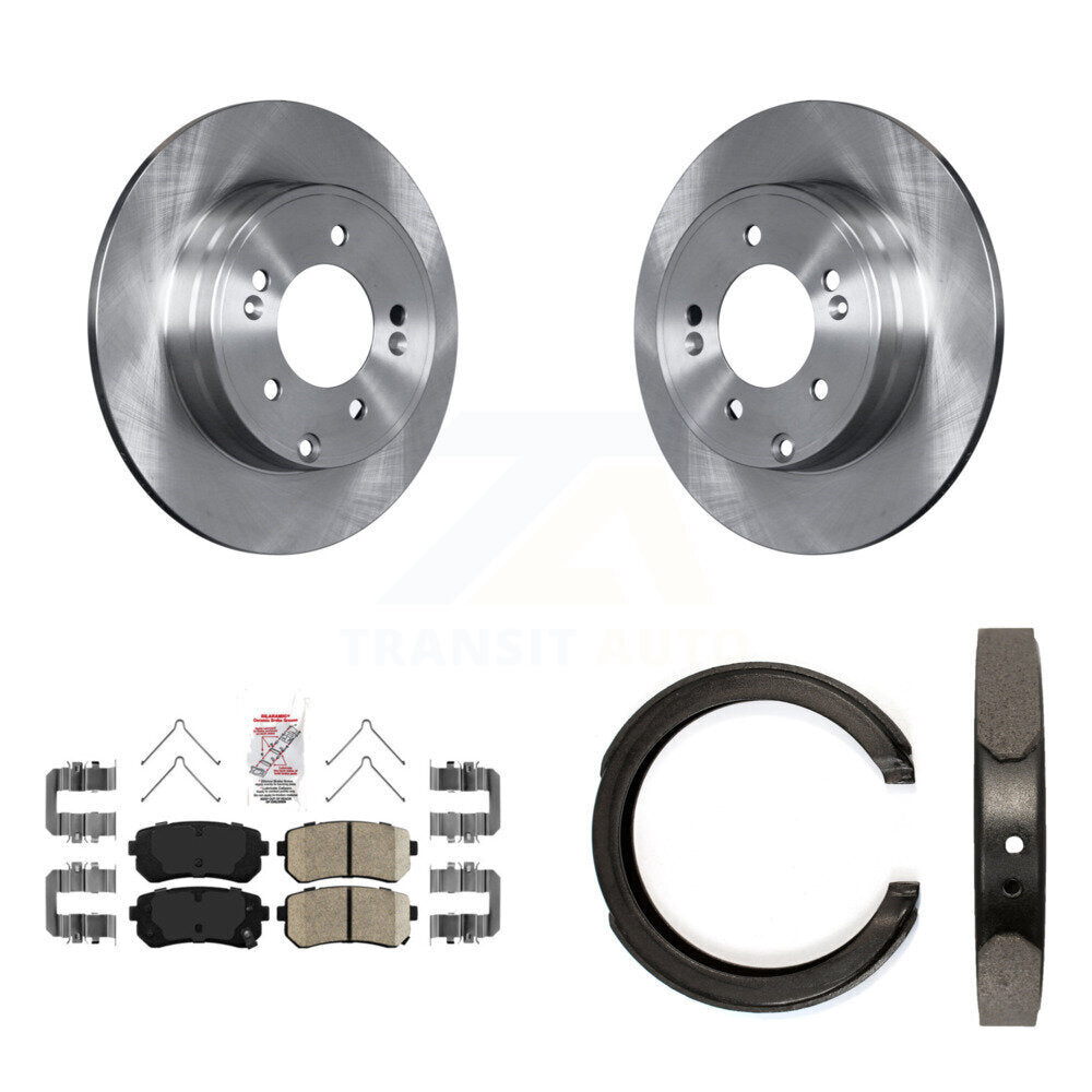 Rear Disc Rotors Ceramic Pads Parking Shoes Kit For Kia Optima With Manual Brake K8A-108086