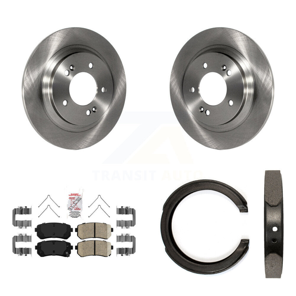 Rear Disc Rotors Ceramic Pads And Parking Brake Shoes Kit For Kia Optima K8A-108087