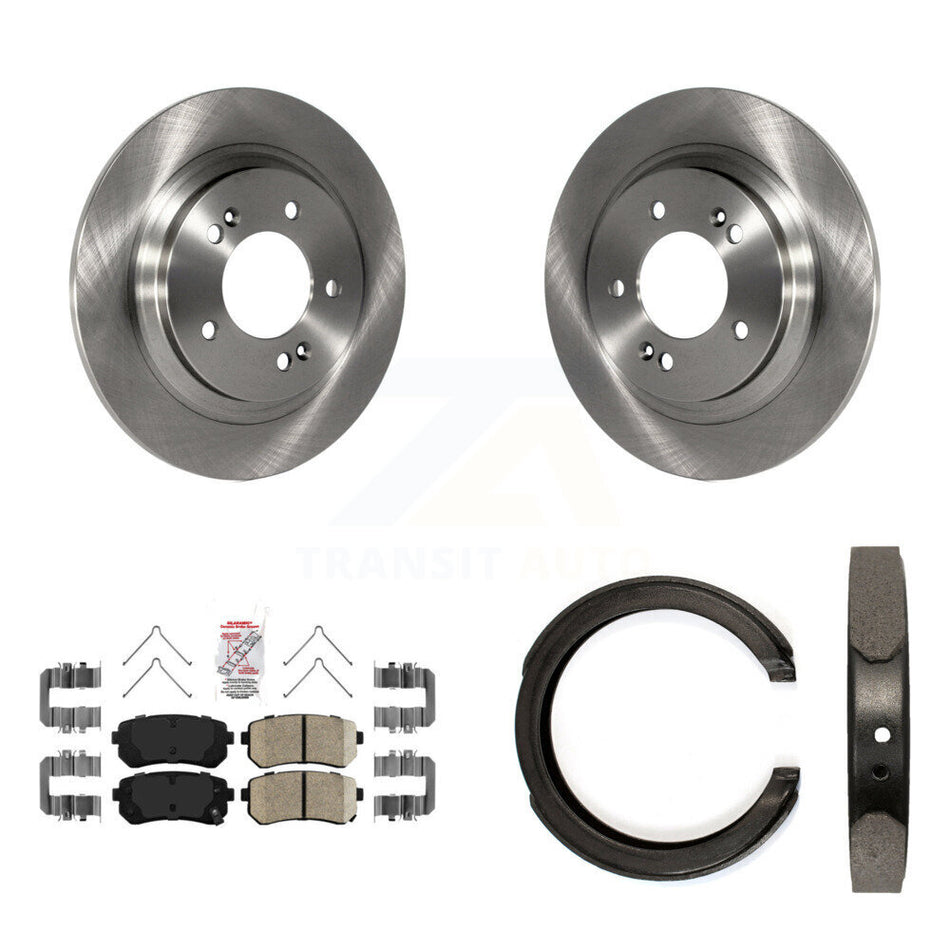Rear Disc Rotors Ceramic Pads And Parking Brake Shoes Kit For Kia Optima K8A-108087