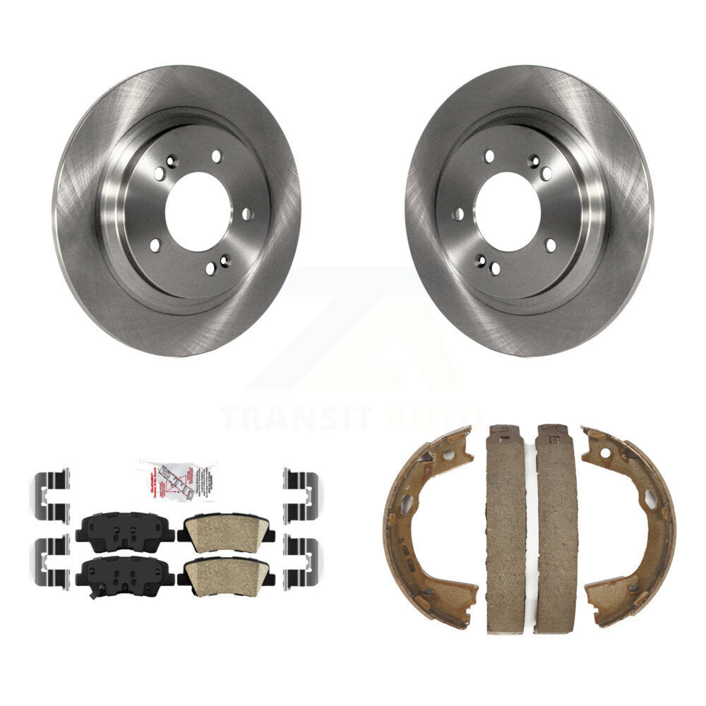 Rear Disc Rotors Ceramic Pads And Parking Brake Shoes Kit For Kia Optima K8A-108088