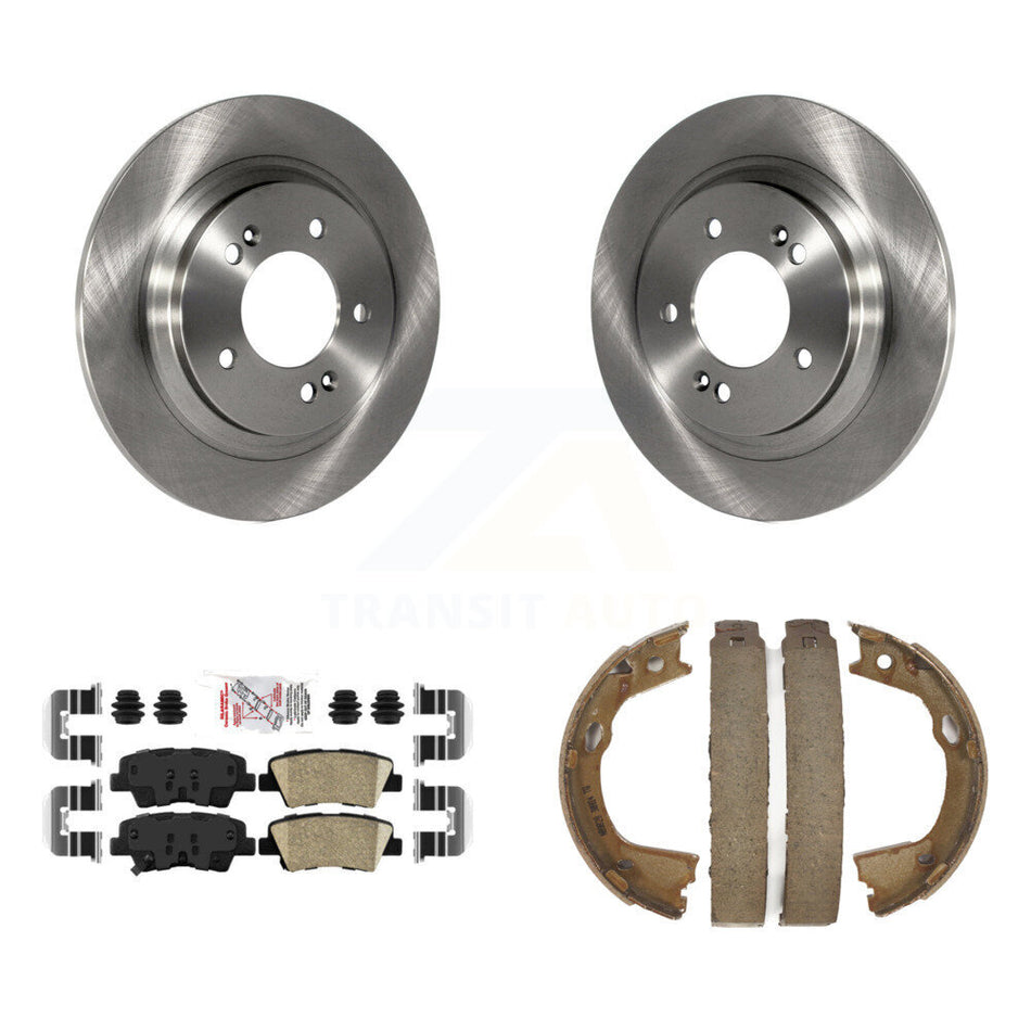 Rear Disc Rotors Ceramic Pads And Parking Brake Shoes Kit For Kia Optima K8A-108091