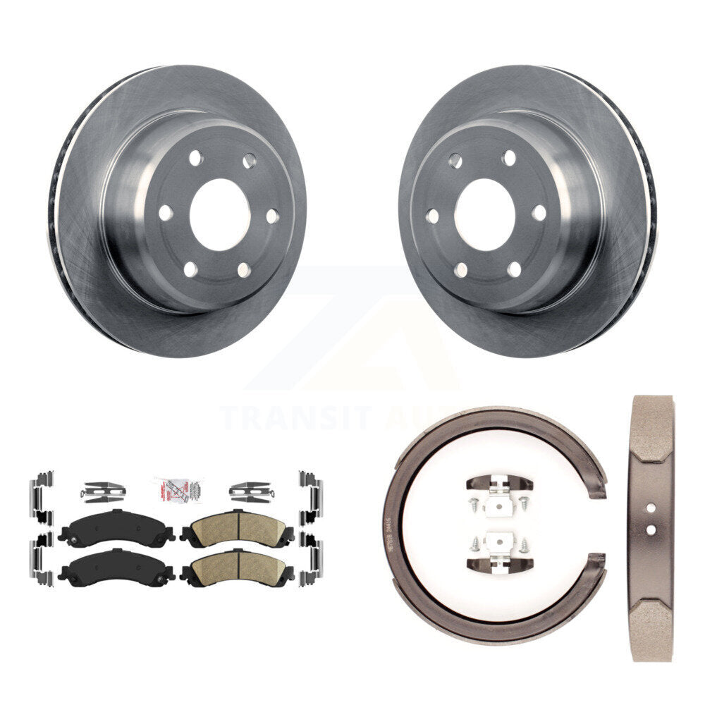 Rear Disc Rotors Ceramic Pads & Parking Shoes Kit For Chevrolet GMC Silverado 1500 Sierra K8A-108092