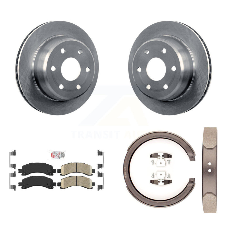 Rear Disc Rotors Ceramic Pads Parking Shoes Kit For Chevrolet GMC Avalanche 1500 Express K8A-108093