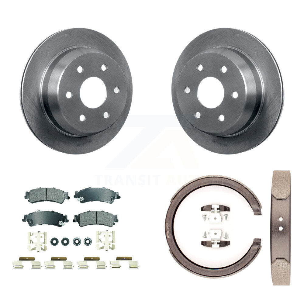 Rear Disc Rotors Semi-Metallic Pads Parking Shoes Kit For Chevrolet GMC Silverado 1500 XL K8A-108096