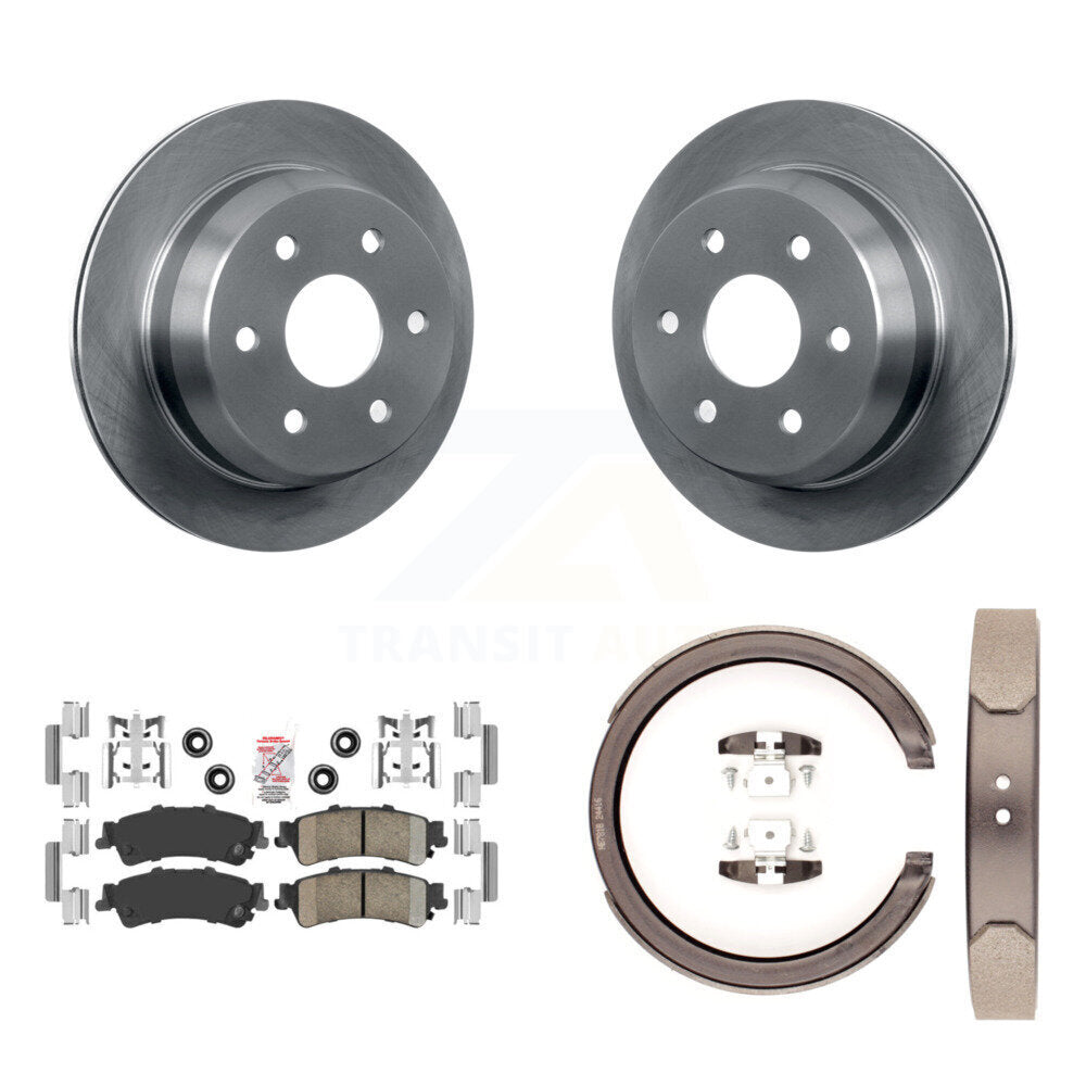 Rear Disc Rotors Ceramic Pads & Parking Shoes Kit For Chevrolet GMC Silverado 1500 Sierra K8A-108097