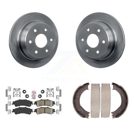 Rear Disc Rotors Ceramic Pads & Parking Shoes Kit For Chevrolet Silverado 1500 GMC Sierra K8A-108101