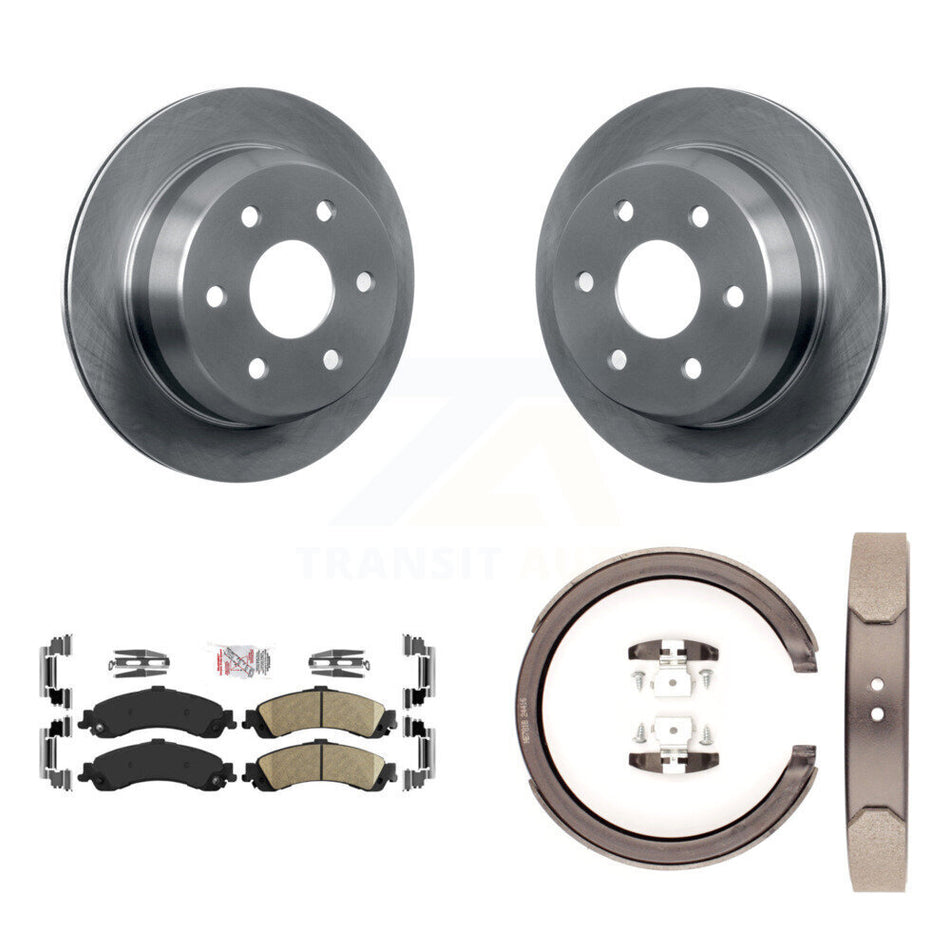 Rear Disc Rotors Ceramic Pads And Parking Shoes Kit For 2002 Chevrolet Suburban 1500 4WD K8A-108104