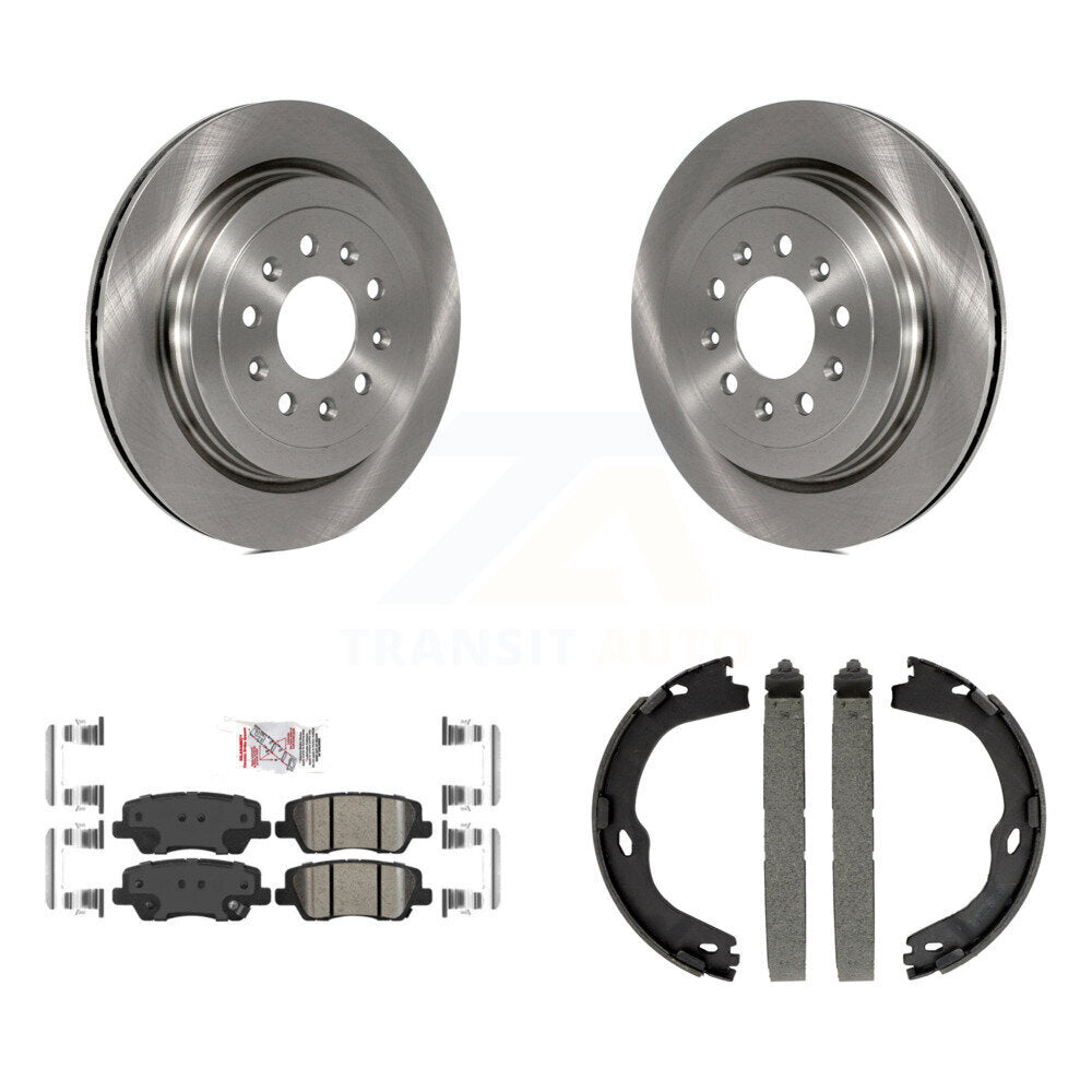 Rear Disc Rotors Ceramic Pads And Parking Brake Shoes Kit For Cadillac ATS K8A-108106